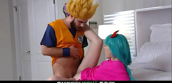  Jessie Saint Cosplay Dragon Ball Cock - Logan Pierce goes over 9000 and cums deep inside Jessie Saint giving her a messy creampie. Small tits teen with shaved pussy gets cream filled while dressed as anime character.